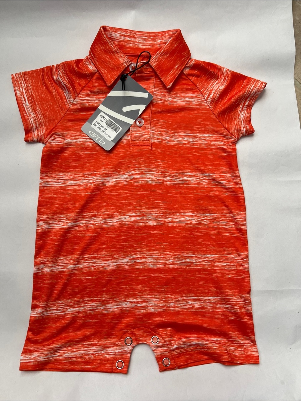 Children's Orange Space-Dye Polo One-Piece Bodysuit